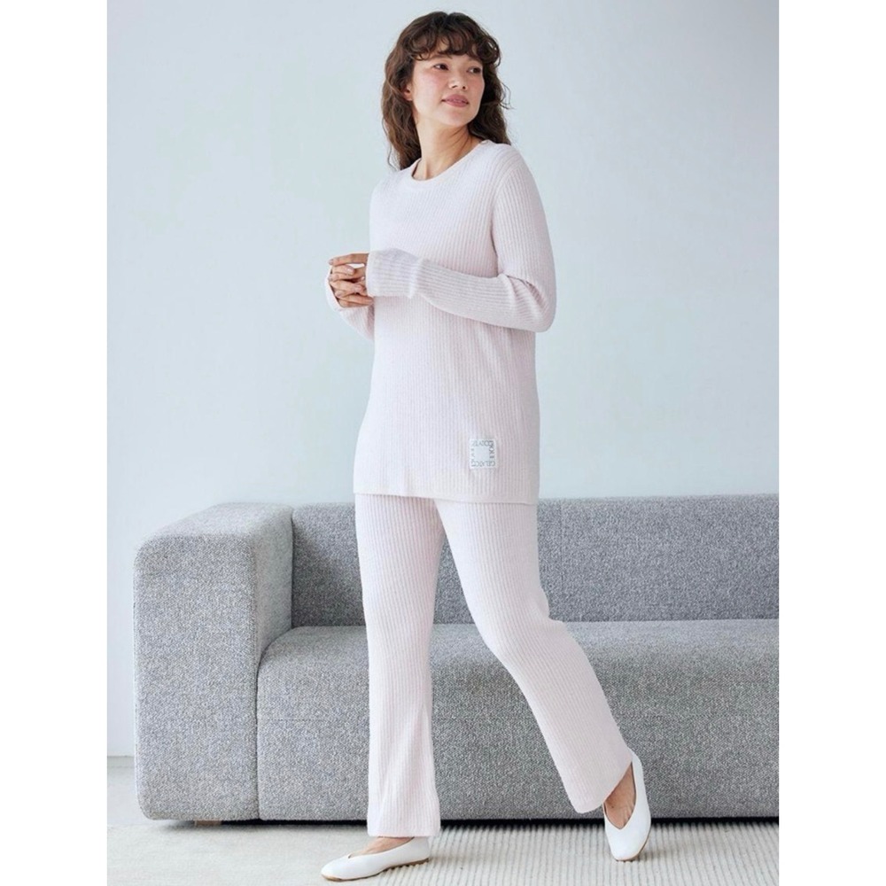Gelato Pique Ribbed Soft Knit Lounge Set Pink One Size Japan